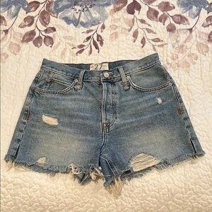 Free People Blue Distressed Jean Shorts Size 27